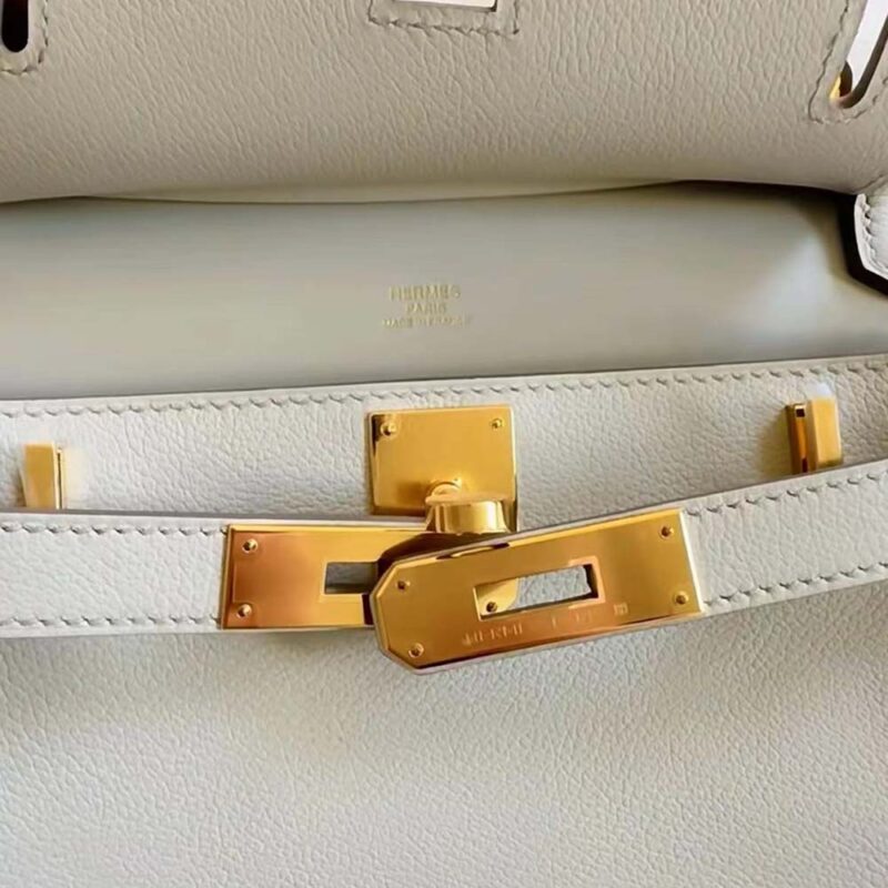 Hermes Women Jyspiere in Evercolor Leather-White/Gold H084047CCAI