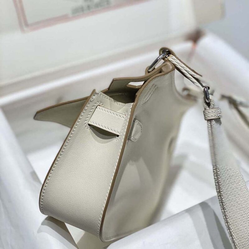 Hermes Women Jyspiere in Evercolor Leather-White/Silver