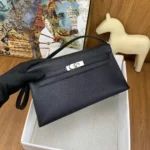 Hermes Women Kelly To Go in Epsom Leather-Black/Silver