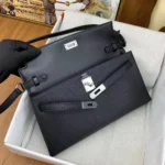 Hermes Women Kelly To Go in Epsom Leather-Black/Silver