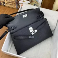 Hermes Women Kelly To Go in Epsom Leather-BlackSilver (1)