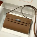 Hermes Women Kelly To Go in Epsom Leather-Brown/Silver