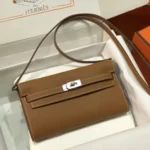 Hermes Women Kelly To Go in Epsom Leather-Brown/Silver