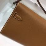 Hermes Women Kelly To Go in Epsom Leather-Brown/Silver