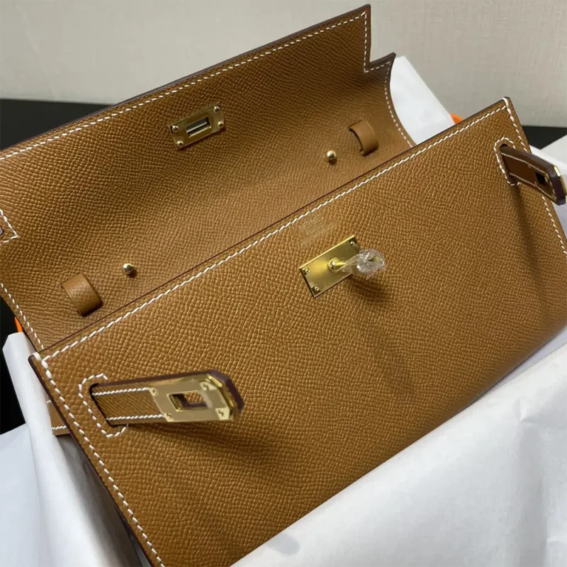 Hermes Women Kelly To Go in Epsom Leather-Brown/Gold