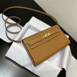 Hermes Women Kelly To Go in Epsom Leather-Brown/Gold