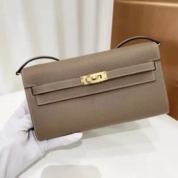 Hermes Women Kelly To Go in Epsom Leather-Grey/Gold