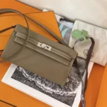 Hermes Women Kelly To Go in Epsom Leather-Grey/Silver