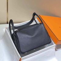 Hermes Women Lindy 26 in Clemence Leather-Black (1)