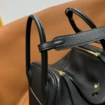 Hermes Women Lindy 26 in Clemence Leather-Black/Gold