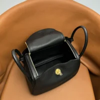 Hermes Women Lindy 26 in Clemence Leather-BlackGold (1)