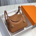 Hermes Women Lindy 26 in Clemence Leather-Brown
