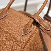 Hermes Women Lindy 26 in Clemence Leather-Brown (1)
