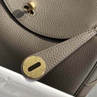 Hermes Women Lindy 26 in Clemence Leather-GrayGold (1)