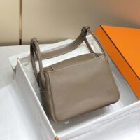 Hermes Women Lindy 26 in Clemence Leather-GraySilver (1)