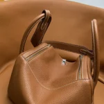 Hermes Women Lindy 30 in Clemence Leather-Brown/Silver