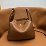 Hermes Women Lindy 30 in Clemence Leather-Brown/Silver