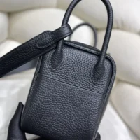 Hermes Women Lindy Mini 19 in Clemence Leather-BlackGold (10)