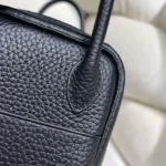 Hermes Women Lindy Mini 19 in Clemence Leather-Black/Gold