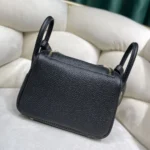 Hermes Women Lindy Mini 19 in Clemence Leather-Black/Gold