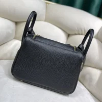 Hermes Women Lindy Mini 19 in Clemence Leather-BlackGold (10)