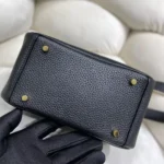 Hermes Women Lindy Mini 19 in Clemence Leather-Black/Gold