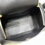 Hermes Women Lindy Mini 19 in Clemence Leather-Black/Gold