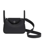 Hermes Women Lindy Mini 19 in Clemence Leather-Black