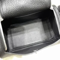 Hermes Women Lindy Mini 19 in Clemence Leather-BlackSilver (1)