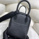 Hermes Women Lindy Mini 19 in Clemence Leather-Black
