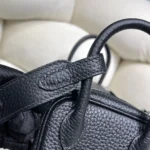 Hermes Women Lindy Mini 19 in Clemence Leather-Black