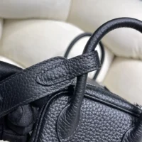 Hermes Women Lindy Mini 19 in Clemence Leather-BlackSilver (1)