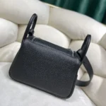Hermes Women Lindy Mini 19 in Clemence Leather-Black