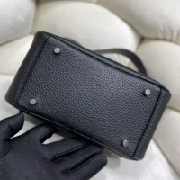 Hermes Women Lindy Mini 19 in Clemence Leather-BlackSilver (1)