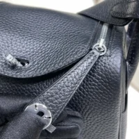 Hermes Women Lindy Mini 19 in Clemence Leather-BlackSilver (1)