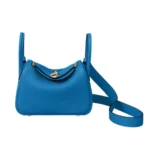 Hermes Women Lindy Mini 19 in Clemence Leather-Blue