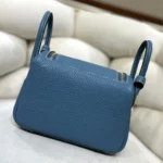 Hermes Women Lindy Mini 19 in Clemence Leather-Blue