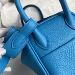 Hermes Women Lindy Mini 19 in Clemence Leather-Blue/Silver – Image 8