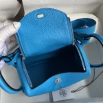 Hermes Women Lindy Mini 19 in Clemence Leather-Blue
