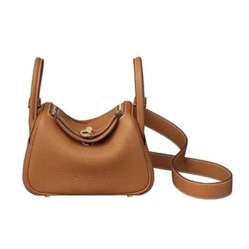 Hermes Women Lindy Mini 19 in Clemence Leather-Brown