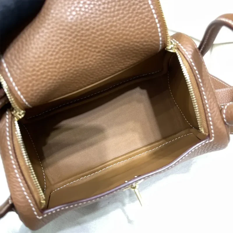 Hermes Women Lindy Mini 19 in Clemence Leather-Brown