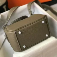 Hermes Women Lindy Mini 19 in Clemence Leather-EtoupeSilver (1)