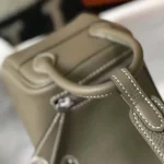 Hermes Women Lindy Mini 19 in Clemence Leather-Etoupe