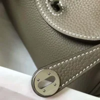 Hermes Women Lindy Mini 19 in Clemence Leather-EtoupeSilver (1)