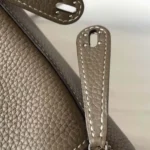 Hermes Women Lindy Mini 19 in Clemence Leather-Etoupe