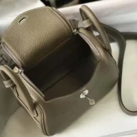 Hermes Women Lindy Mini 19 in Clemence Leather-EtoupeSilver (1)