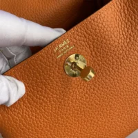 Hermes Women Lindy Mini 19 in Clemence Leather-OrangeGold (1)