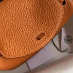 Hermes Women Lindy Mini 19 in Clemence Leather-Orange/Gold