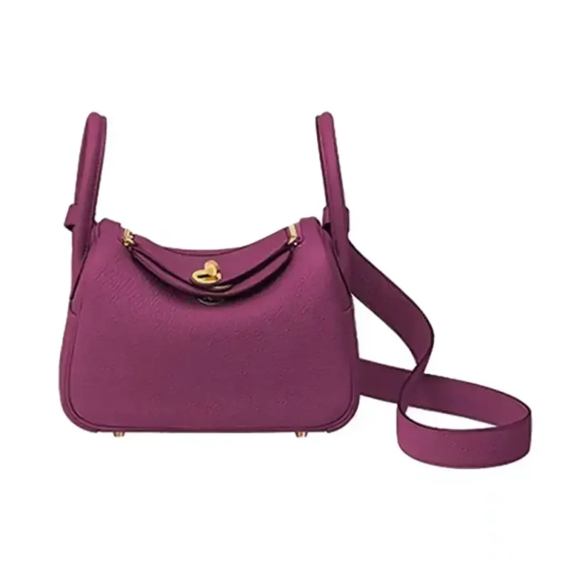 Hermes Women Lindy Mini 19 in Clemence Leather-Purple