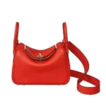 Hermes Women Lindy Mini 19 in Clemence Leather-Red